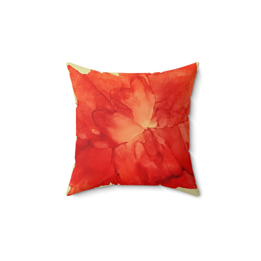 Red Spun Polyester Square Pillow